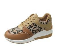 Baskets décontractées à lacets pour femme Imprimé léopard, marron, 40.5 EU