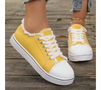 Baskets décontractées en canevas à bout rond pour femmes avec lacets et design effiloché, nouveau style campus printemps/automne 2026 pour un port quotidien, convient pour la maison, les trajets, le t