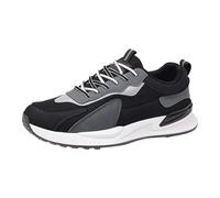 Baskets décontractées en cuir pour homme à lacets respirantes et légères avec soutien de la voûte plantaire, ajustement confortable pour intérieur et extérieur, tennis, bowling, Noir , 39 1/3 EU