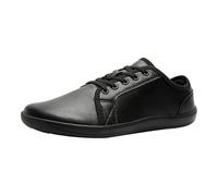 Baskets décontractées en cuir pour homme avec semelle plate à lacets respirantes antidérapantes et légères Soutien de la voûte plantaire Ajustement confortable Intérieur extérieur Bowling Gym, Noir