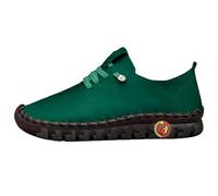 Baskets décontractées pour femme - En cuir synthétique - Chaussures de randonnée à lacets - Antidérapantes - Pour pieds enflés ou sensibles - Semelle plate, Vert noir, 40 EU