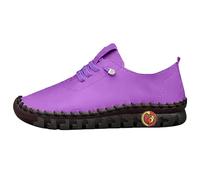 Baskets décontractées pour femme - En cuir synthétique - Chaussures de randonnée à lacets - Antidérapantes - Pour pieds enflés ou sensibles - Semelle plate, Violet clair, 38.5 EU