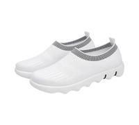 Baskets décontractées tricotées à enfiler avec semelle plateforme ondulée, légères et respirantes pour femme, chaussures de marche sportives tendance pour tous les jours, blanc, 39 EU