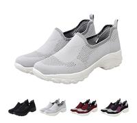 Baskets d'été à enfiler pour femme - Chaussures de course respirantes à plateforme, Couleur cendre claire, 38 EU