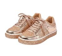 Baskets d'été à paillettes pour femme - Chaussures basses plates à | Chaussures de marche à paillettes, en cuir PU, largeur H, chaussures de loisirs, concert, design moderne