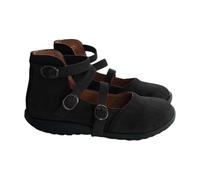 Baskets d'été en daim pour femme - Tête carrée plate - Bouche peu profonde - Respirantes et confortables - Chaussures décontractées blanches pour femme, Noir , 40 EU