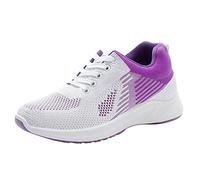 Baskets d'été pour femme - Tissées respirantes - Chaussures de course larges - Confortables - Avec amortissement - Chaussures de sport décontractées - Pour l'extérieur et le fitness, lilas, 38 EU