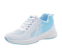 Baskets d'été pour femme - Tissées respirantes - Chaussures de course larges - Confortables - Avec amortissement - Chaussures de sport décontractées - Pour l'extérieur et le fitness, bleu clair, 38 EU