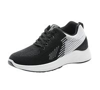 Baskets d'été pour femme - Tissées respirantes - Chaussures de course larges - Confortables - Avec amortissement - Chaussures de sport décontractées - Pour l'extérieur et le fitness, Noir , 38 EU