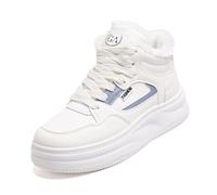 Baskets d'hiver à plateforme épaisse pour femme avec doublure en polaire pelucheuse et chaudes pour la marche par temps froid au quotidien, blanc/bleu, 38 EU