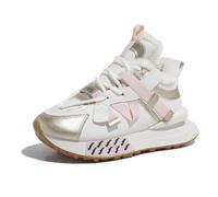 Baskets d'hiver épaisses pour femme avec doublure en fausse fourrure - Chaussures de marche avec semelle antidérapante - Chaudes pour l'hiver, blanc/rose, 35 EU