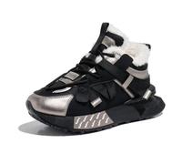 Baskets d'hiver épaisses pour femme avec doublure en fausse fourrure et semelle antidérapante - Chaudes pour l'hiver, noir, 40 EU