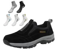 Baskets diabétiques pour homme - Chaussures de marche extra larges - Chaussures de sport pour l'extérieur - Baskets de fitness légères et décontractées, Noir , 39 EU