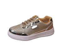 Baskets dorées à paillettes pour femme - Chaussures de marche scintillantes et chics - Semelle épaisse antidérapante - Chaussures orthopédiques légères et respirantes - Chaussures à paillettes