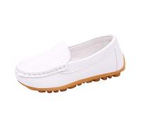 Baskets doublées garçon 27 fille Soft Slip On Mocassins Chaussures plates Chaussures bateau Chaussures décontractées Taille 38 garçon, Blanc., 30 EU