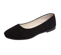 Baskets élégantes plates pour femme - Chaussures d'été confortables - Chaussures individuelles légères - Chaussures de loisirs en daim - Couleur unie - Chaussures de marche ouvertes à l'arrière, Noir