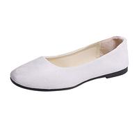 Baskets élégantes plates pour femme - Chaussures d'été confortables - Chaussures individuelles légères - Chaussures de loisirs en daim - Couleur unie - Chaussures de marche ouvertes à l'arrière, Blanc