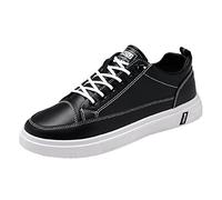 Baskets en cuir à enfiler pour homme - Légères - Confortables - Fermeture facile - Style décontracté - Chaussures basses antidérapantes - Épaisses - Chaussures plates chics pour la randonnée, le