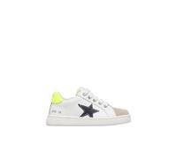 Baskets En Cuir Et En Daim Pinn Zip. Blanc-marine 23