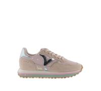 Baskets en cuir nude pour femme Victoria Nova - semelle multicolore plate - lacets 36