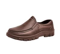 Baskets en cuir pour homme - Chaussures habillées décontractées - Chaussures décontractées - Chaussures de costume douces à enfiler - Antidérapantes - Chaussures orthopédiques avec soutien de la voûte
