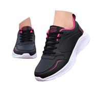 Baskets en cuir synthétique imperméables et antidérapantes à lacets pour femme - Absorption des chocs - Pour la course à pied, le jogging - Avec mousse à mémoire de forme - Pour le printemps, rose vif