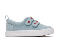 TOMS Fenix Double Strap Basket Fille, Pastel Blue Washed Denim Metallic Embroidered Hearts, 28.5 EU