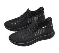 Baskets en maille respirante, chaussures de sport antidérapantes et légères à enfiler avec fond souple - Chaussures de sport confortables, Noir , 39 1/3 EU