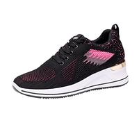 Baskets en maille respirante pour femme - Coupe large - Antidérapantes - Pour la marche, la course à pied, le fitness, la gym, le jogging, le tennis, rose vif, 38 EU
