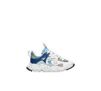 Baskets en similicuir et tissu saburo junior. blanc-bleu 29