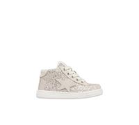 Baskets En Suède Et Tissu Pailleté Pinn High Zip. Blanc-platine- 28