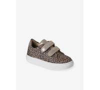 Baskets enfant fille cuir à scratchs beige imprimé 25