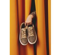Baskets enfant fille en cuir à lacets beige imprimé 32