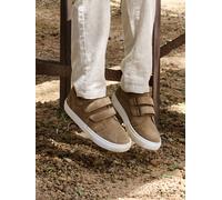 Baskets enfant garçon cuir à scratchs marron moyen uni 25