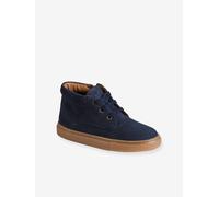 Baskets enfant garçon cuir montantes zippées et élastiquées marine 32