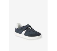 Baskets enfant garçon synthétique à scratchs et lacets élastiqués marine 28