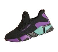 Baskets épaisses à enfiler en cuir chic et décontracté pour papa - Chaussures compensées plates pour la marche, le sport - Confortables et respirantes - Chaussures de sécurité légères avec soutien de