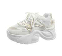 Baskets épaisses à plateforme pour femmes et filles - Chaussures de marche confortables et décontractées de 6,1 cm - Légères pour les voyages et les cadeaux, blanc, 37.5 EU