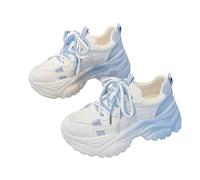 Baskets épaisses pour femme - Chaussures de marche rétro avec plateforme de 6,1 cm - Pour voyage et cadeaux, blanc et bleu, 38.5 EU