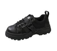 Baskets épaisses pour femme - Semelle épaisse antidérapante - Chaussures de sport avec boucle - Respirantes - Confortables - Soutien de la voûte plantaire - Mousse à mémoire de forme, Noir , 40.5 EU
