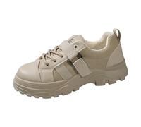 Baskets épaisses pour femme - Semelle épaisse antidérapante - Chaussures de sport avec boucle - Respirantes - Confortables - Soutien de la voûte plantaire - Mousse à mémoire de forme, blanc, 41.5 EU