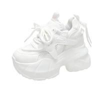 Baskets épaisses pour femmes et filles avec semelle épaisse de 6,8 cm - Légères et confortables, blanc, 35.5 EU