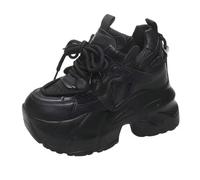 Baskets épaisses pour femmes et filles avec semelle épaisse de 6,8 cm - Légères et confortables, noir, 38.5 EU