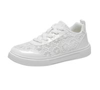 Baskets Femme à Lacets Dentelle Mesh Chaussures de Sport Marche Plates Respirantes léger Sneakers Tendances Chaussures de Course Extérieur Antidérapant Décontractée 38