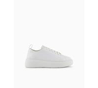 Armani Exchange Baskets en Cuir Solide Blanc