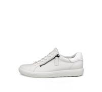 Ecco Soft 7 Zip Latérale Cuir Grain Complet Femme Chaussures En Blanc EU 36-42