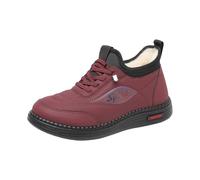 Baskets Femme sans Lacets Orthopédiques Chaussures Randonnée Chaudes Peluche Chaussures de Sport Extérieur Antidérapant Confortable Baskets Automne Hiver 40 Rouge