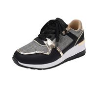 Baskets Femmes Compensées avec Fermeture Éclair Chaussures de Marche Respirable Fashion Casual Sneakers pour Extérieur Fitness Gym athlétique Multisports