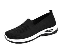 Baskets Femmes Plates et Souples - Chaussures Décontractées Respirantes, Polyvalentes pour la Marche, Le ravail u Les Loisirs, Semelle Légère Antidérapante (Black, 42)