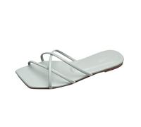 Baskets Femmes Vent Pantoufles Femme Nouvel Été Extérieur Version Coréenne De Simple Sangle Mince Tête Carré Fond Plat Sandales De Plage Chaussures De Mer, Vert, 37 EU